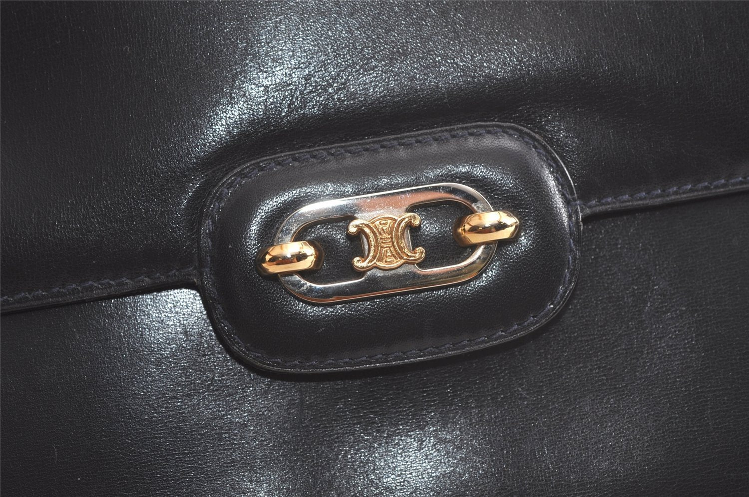 Authentic CELINE Vintage Shoulder Cross Body Bag Purse Leather Black 5363K