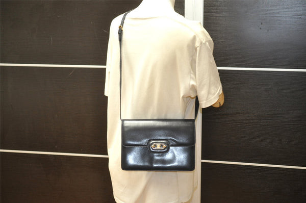 Authentic CELINE Vintage Shoulder Cross Body Bag Purse Leather Black 5363K