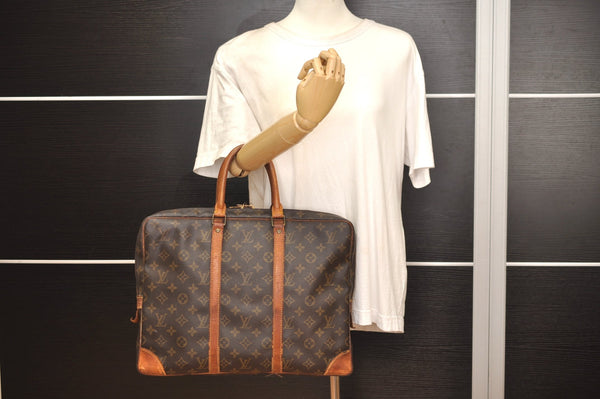 Authentic Louis Vuitton Monogram Porte Documents Voyage M53361 Briefcase 5364J