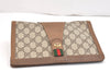 Authentic GUCCI Web Sherry Line Clutch Hand Bag Purse GG PVC Leather Brown 5364K