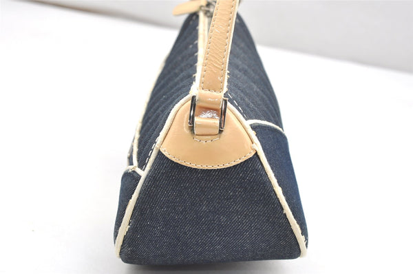 Authentic Christian Dior Vintage Shoulder Hand Bag Purse Denim Enamel Navy 5365K