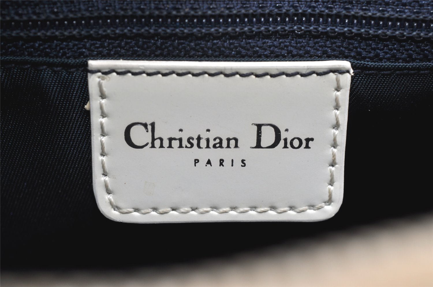 Authentic Christian Dior Vintage Shoulder Hand Bag Purse Denim Enamel Navy 5365K