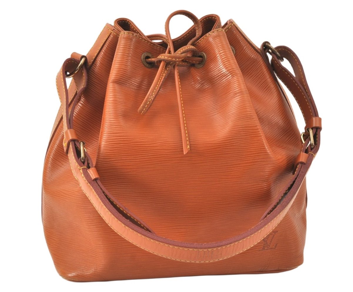 Authentic Louis Vuitton Epi Petit Noe Shoulder Drawstring Bag M44108 Brown 5366K