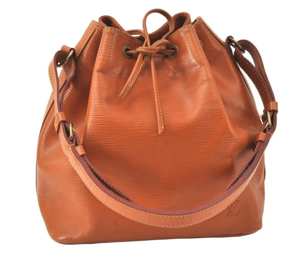 Authentic Louis Vuitton Epi Petit Noe Shoulder Drawstring Bag M44108 Brown 5366K