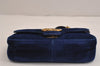 Authentic GUCCI GG Marmont Chain Shoulder Crossbody Bag Velour 446744 Blue 5368J