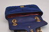 Authentic GUCCI GG Marmont Chain Shoulder Crossbody Bag Velour 446744 Blue 5368J