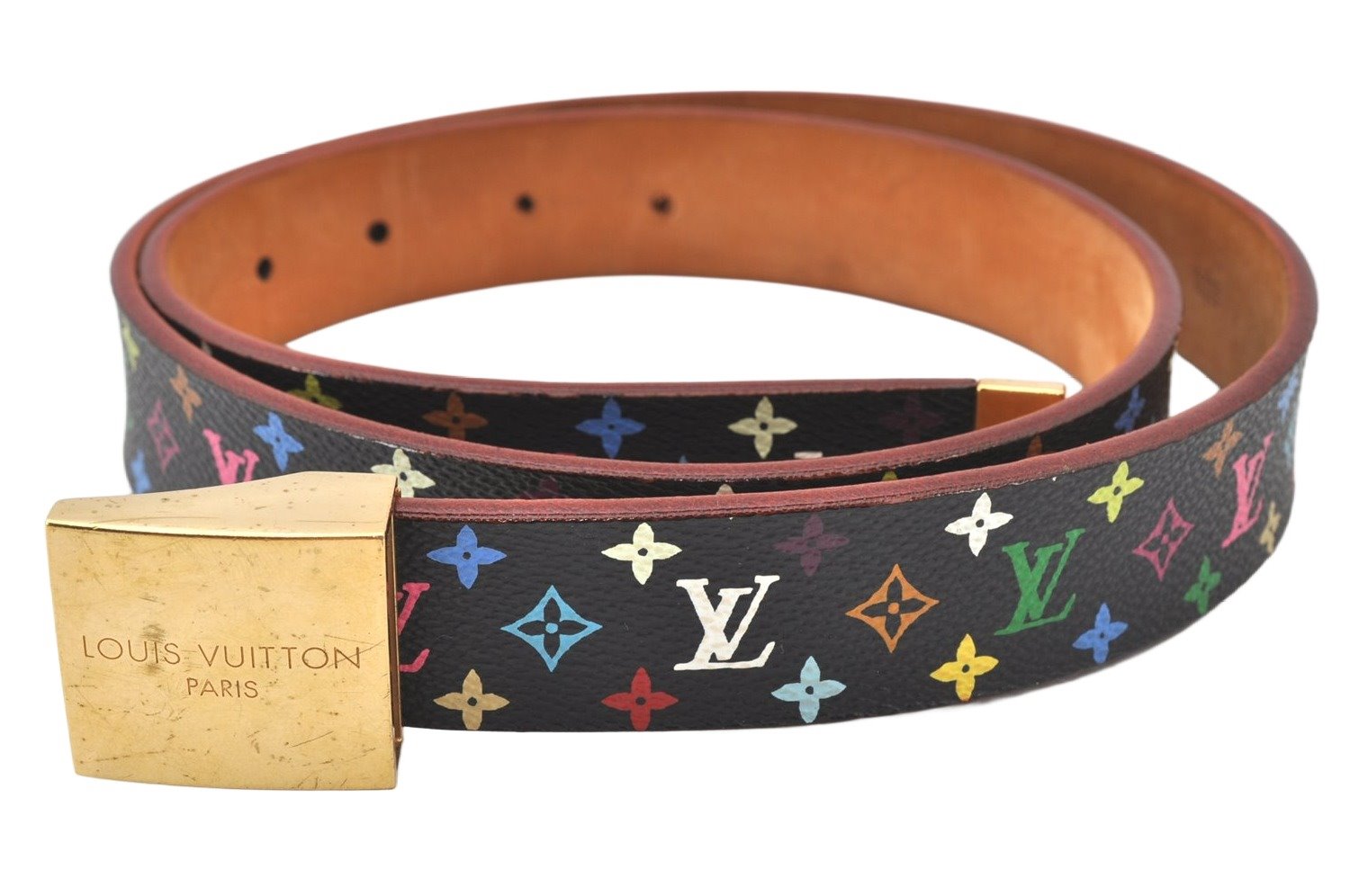 Louis Vuitton Monogram Multicolor Ceinture Carre Belt Black 35.4