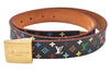 Louis Vuitton Monogram Multicolor Ceinture Carre Belt Black 35.4" M9271 LV 5368K