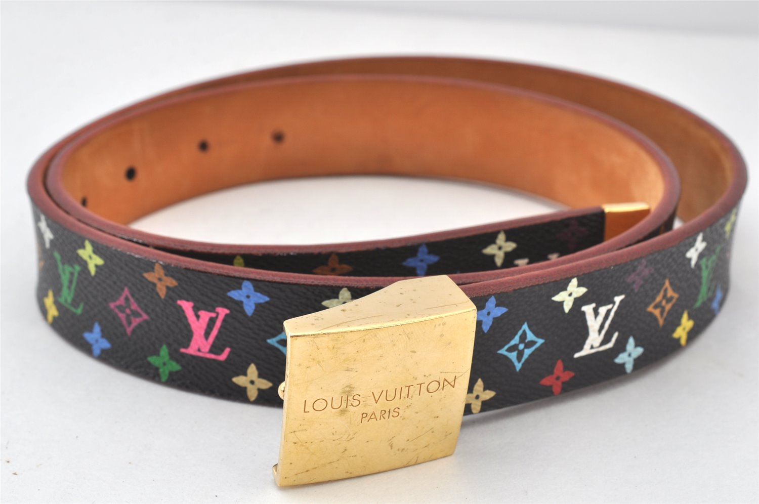 Louis Vuitton Monogram Multicolor Ceinture Carre Belt Black 35.4