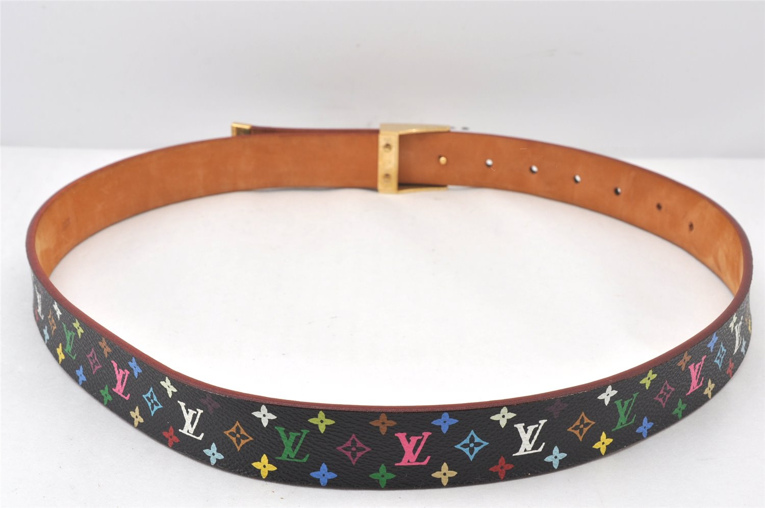 Louis Vuitton Monogram Multicolor Ceinture Carre Belt Black 35.4