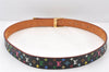 Louis Vuitton Monogram Multicolor Ceinture Carre Belt Black 35.4" M9271 LV 5368K