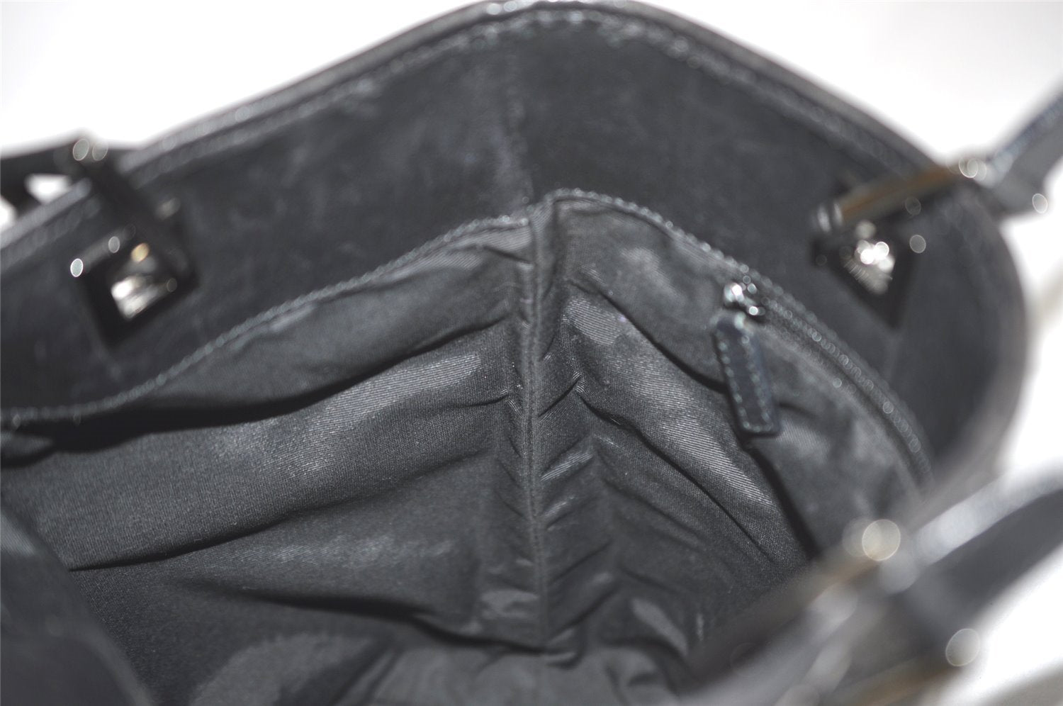 Authentic GUCCI Vintage Shoulder Tote Bag GG Canvas Leather 31244 Black 5370I