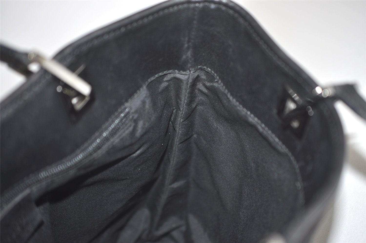 Authentic GUCCI Vintage Shoulder Tote Bag GG Canvas Leather 31244 Black 5370I