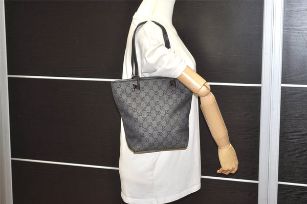 Authentic GUCCI Vintage Shoulder Tote Bag GG Canvas Leather 31244 Black 5370I
