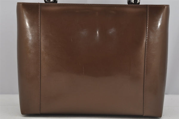 Authentic Christian Dior Maris Pearl 2Way Shoulder Tote Bag Enamel Brown 5370J