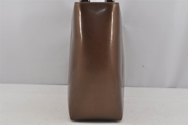 Authentic Christian Dior Maris Pearl 2Way Shoulder Tote Bag Enamel Brown 5370J