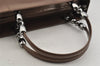 Authentic Christian Dior Maris Pearl 2Way Shoulder Tote Bag Enamel Brown 5370J