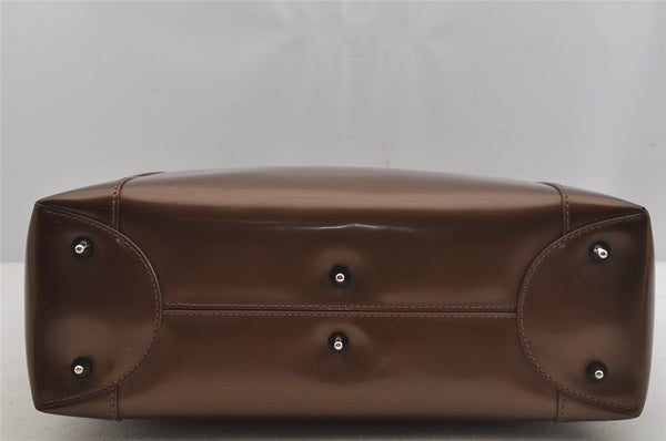 Authentic Christian Dior Maris Pearl 2Way Shoulder Tote Bag Enamel Brown 5370J
