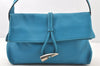 Authentic BURBERRY Vintage Chack Leather Shoulder Hand Bag Purse Blue 5370K