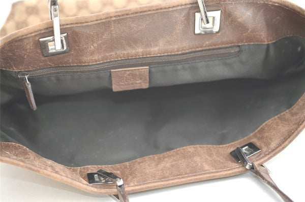 Authentic GUCCI Vintage Shoulder Tote Bag GG Canvas Leather 31243 Brown 5371I
