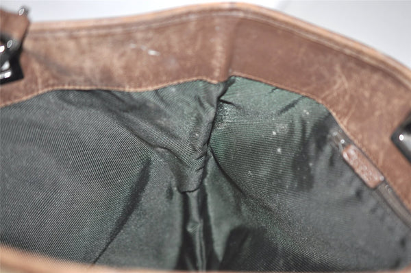 Authentic GUCCI Vintage Shoulder Tote Bag GG Canvas Leather 31243 Brown 5371I