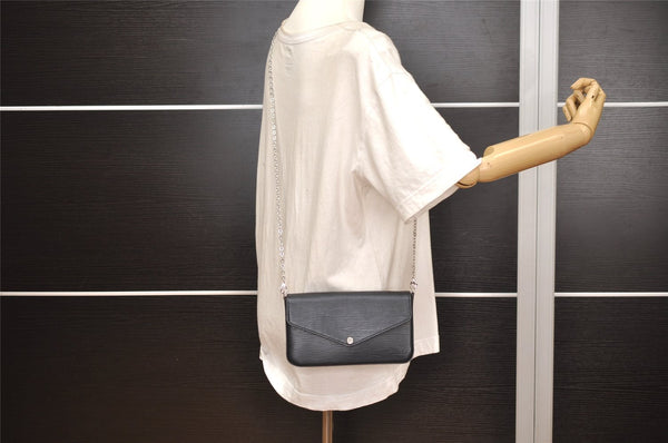 Auth Louis Vuitton Epi Pochette Felicie Chain Shoulder Bag Black M62648 LV 5371J