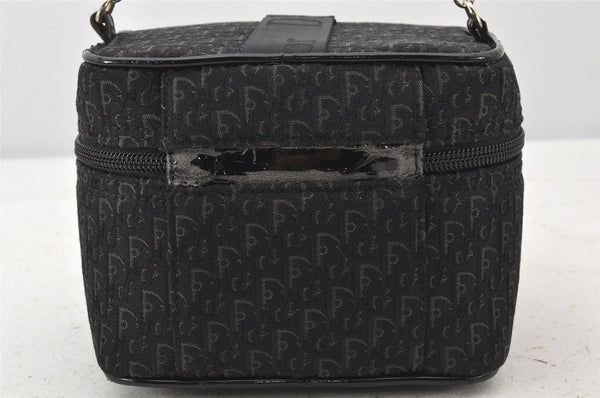 Authentic Christian Dior Trotter Vanity Bag Pouch Canvas Enamel Black CD 5371K