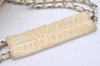 Authentic CHANEL Cotton Leather CC Chain Shoulder Hand Bag White Cream 5372K