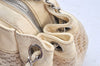Authentic CHANEL Cotton Leather CC Chain Shoulder Hand Bag White Cream 5372K