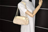 Authentic CHANEL Cotton Leather CC Chain Shoulder Hand Bag White Cream 5372K