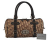 Authentic Christian Dior Trotter Hand Boston Bag Canvas Leather Brown 5373J