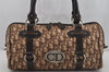 Authentic Christian Dior Trotter Hand Boston Bag Canvas Leather Brown 5373J
