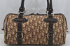Authentic Christian Dior Trotter Hand Boston Bag Canvas Leather Brown 5373J