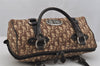 Authentic Christian Dior Trotter Hand Boston Bag Canvas Leather Brown 5373J