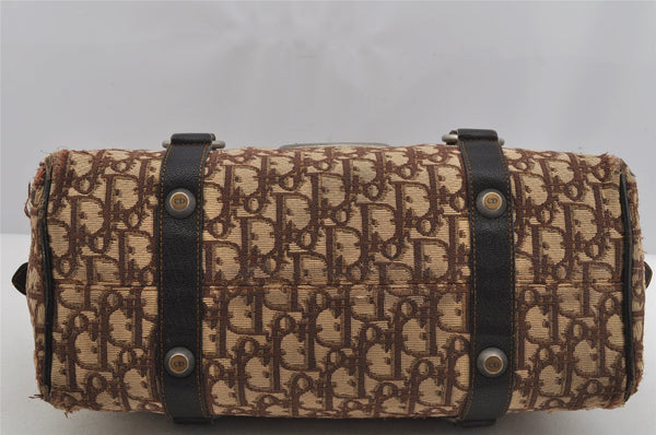 Authentic Christian Dior Trotter Hand Boston Bag Canvas Leather Brown 5373J