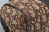 Authentic Christian Dior Trotter Hand Boston Bag Canvas Leather Brown 5373J