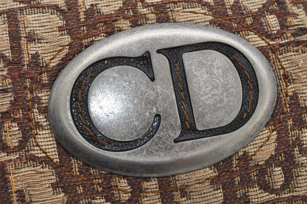 Authentic Christian Dior Trotter Hand Boston Bag Canvas Leather Brown 5373J