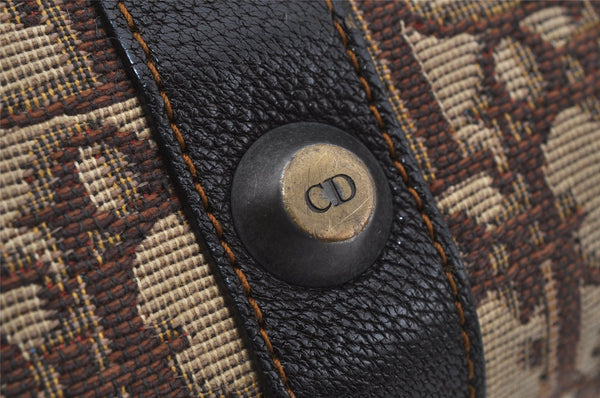 Authentic Christian Dior Trotter Hand Boston Bag Canvas Leather Brown 5373J