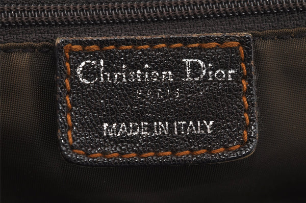 Authentic Christian Dior Trotter Hand Boston Bag Canvas Leather Brown 5373J