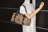 Authentic Christian Dior Trotter Hand Boston Bag Canvas Leather Brown 5373J