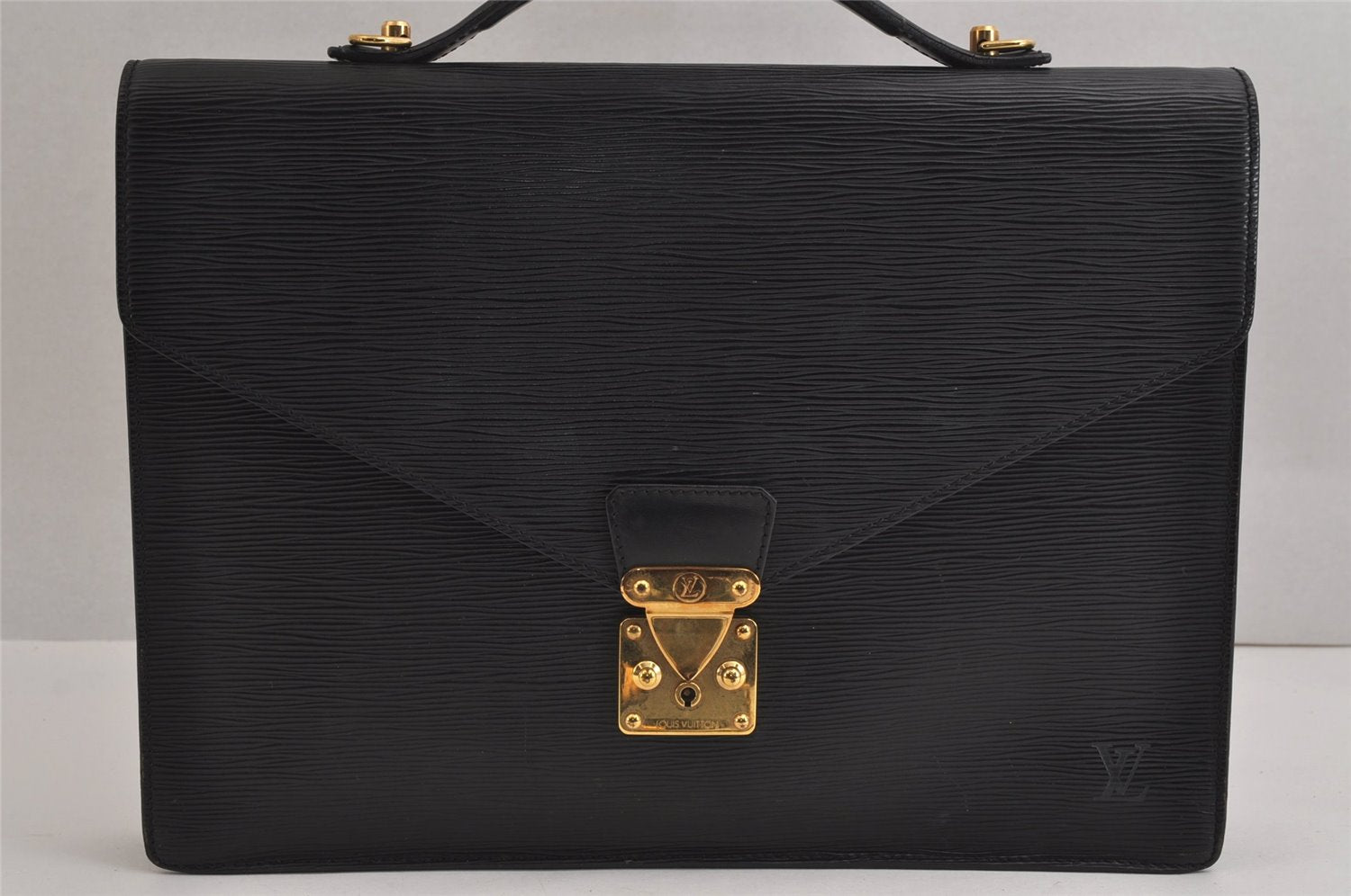 Auth Louis Vuitton Epi Porte Documents Bandouliere Briefcase M54462 Black 5374J