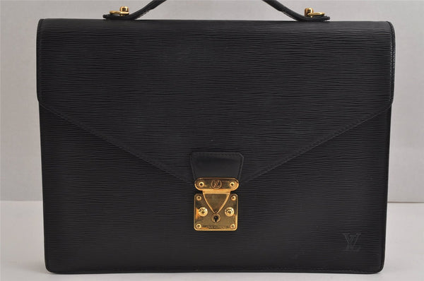 Auth Louis Vuitton Epi Porte Documents Bandouliere Briefcase M54462 Black 5374J
