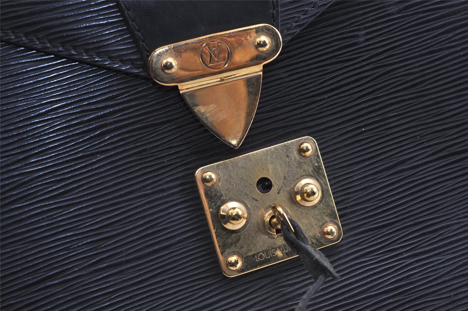 Auth Louis Vuitton Epi Porte Documents Bandouliere Briefcase M54462 Black 5374J