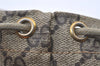 Authentic GUCCI Vintage Drawstring Hand Bag Purse GG PVC Leather Brown 5375I