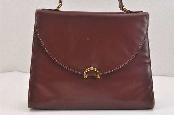 Authentic Cartier Must de Cartier Leather Shoulder Hand Bag Bordeaux Red 5375K