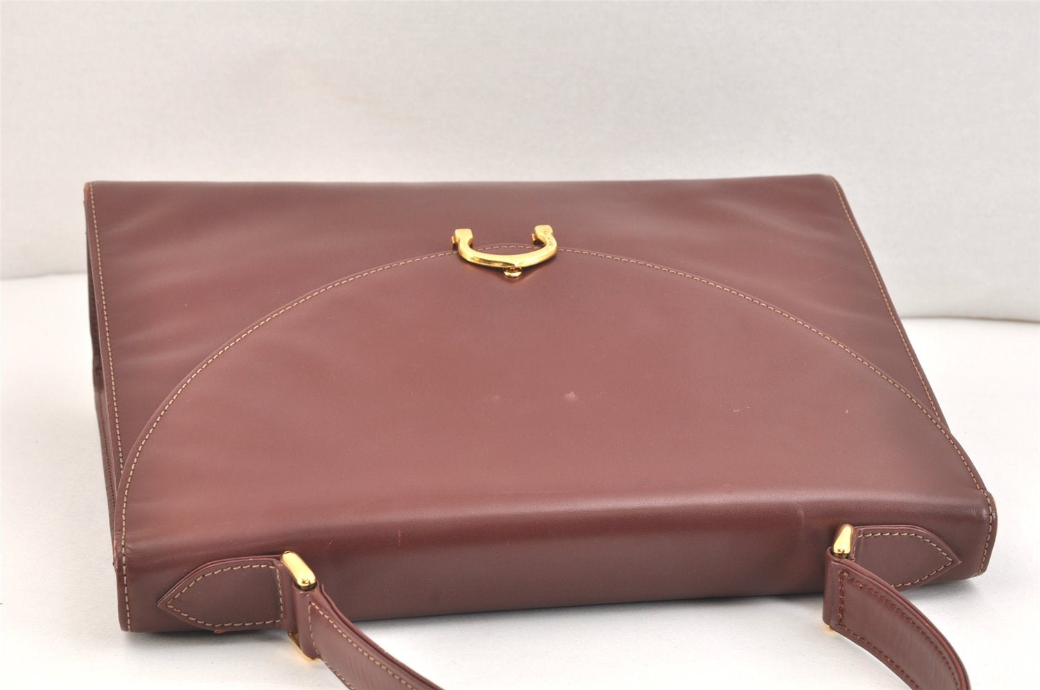 Authentic Cartier Must de Cartier Leather Shoulder Hand Bag Bordeaux Red 5375K