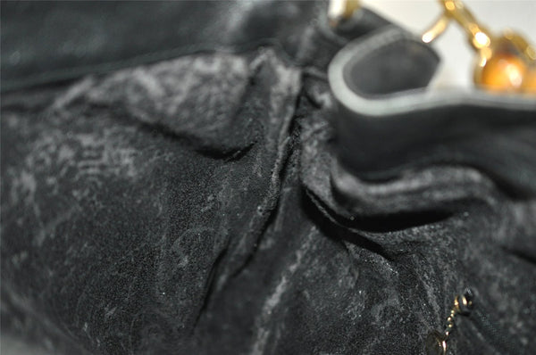 Authentic GUCCI Bamboo 2Way Shoulder Hand Bag Leather Black Junk 5376I