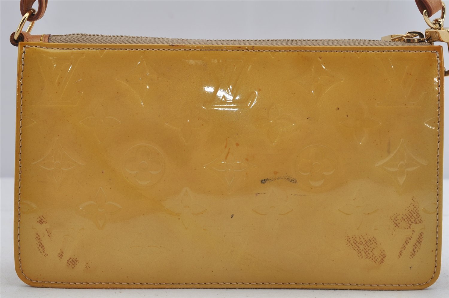 Authentic Louis Vuitton Vernis Lexington Hand Bag Pouch Yellow M91010 LV 5377J