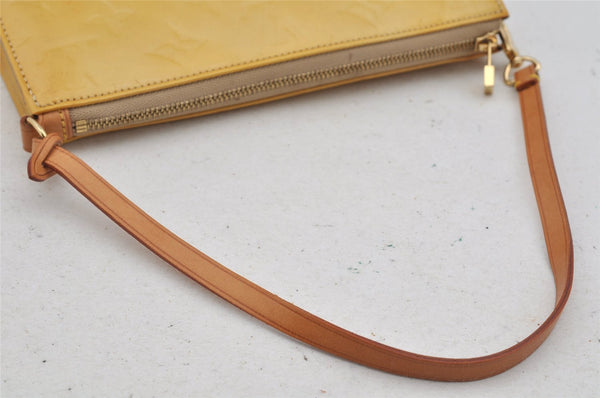 Authentic Louis Vuitton Vernis Lexington Hand Bag Pouch Yellow M91010 LV 5377J
