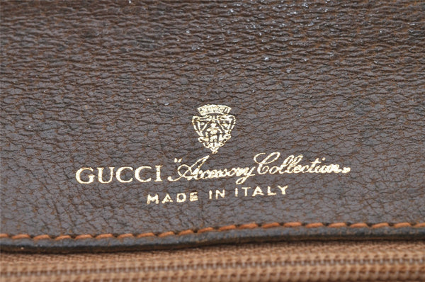 Authentic GUCCI 2Way Shoulder Clutch Bag Purse GG PVC Leather Brown Junk 5378I